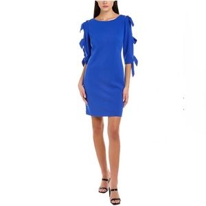 Vince Camuto Blue Tie Sleeve Sheath Dress Size SP